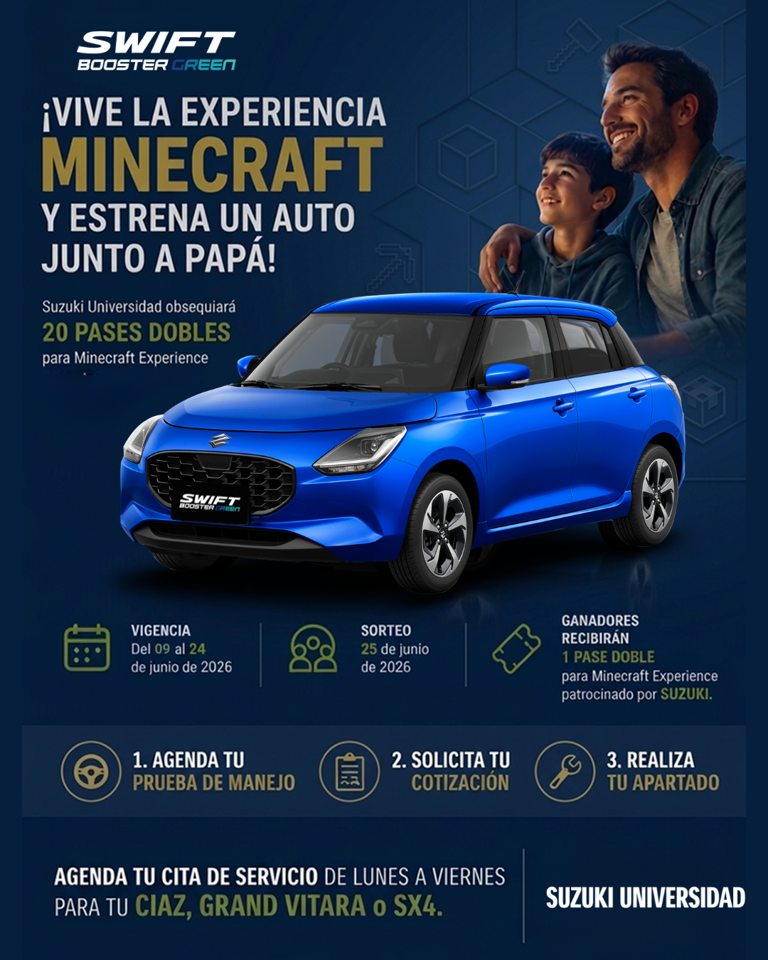 VIVE LA EXPERIENCIA MINECRAFT Y ESTRENA UN AUTO JUNTO A PAPÁ